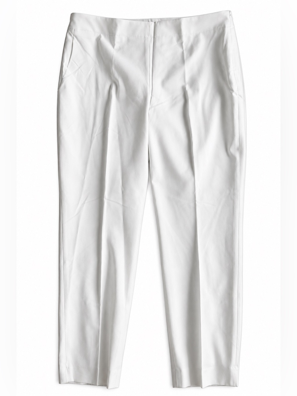 Talbots Classic Side Zip White Straight Leg Ankle Pants Size 14